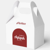 白の赤無地の色プレーン、Aqiqah赤ちゃんシャワー フェイバーボックス (裏面)