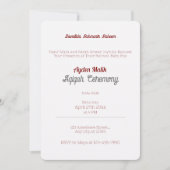 白の赤無地の色プレーン、Aqiqah赤ちゃんシャワー 招待状 (正面)