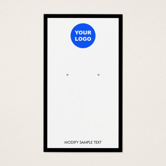 白の追加ロゴ黒のイヤリング縁どディスプレイカード (正面)