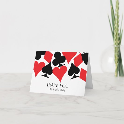 白の運命のラスベガスの結婚式のサンキューカード サンキューカード (正面)