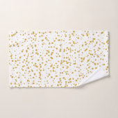 白の金ゴールドの紙吹雪の点 バスタオルセット (ハンドタオル)