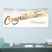 白の金ゴールド紙吹雪おめでとう 横断幕 (トレードショー)