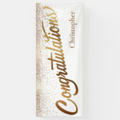 白の金ゴールド紙吹雪おめでとう 横断幕 (縦)