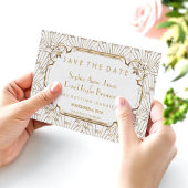 白の金ゴールド素晴らしアールデコ日付の保存 セーブザデート