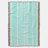 白の青いストライプ水色の色 スローブランケット (正面縦)