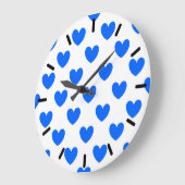 白の青いハート ラージ壁時計 (傾斜)