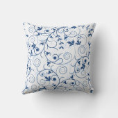 白の青いフローラ旋回パターン クッション (裏面)