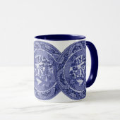 白の青いヤナギの中国のプレート マグカップ (正面右)