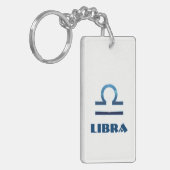 白の青い天秤座の(占星術の)十二宮図のシンボルや象徴 キーホルダー (正面左)