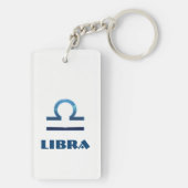 白の青い天秤座の(占星術の)十二宮図のシンボルや象徴 キーホルダー (裏面)