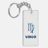 白の青い《星座》乙女座の(占星術の)十二宮図のシンボルや象徴 キーホルダー (正面左)