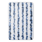 白の青と灰色のクリンクテクスチャライン バスマット (正面縦)