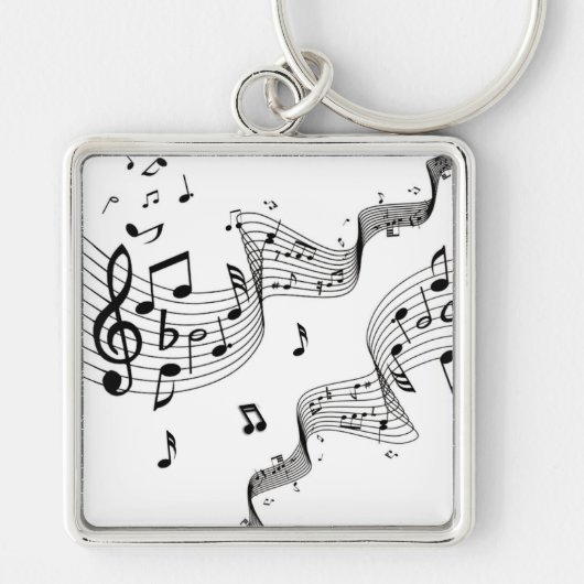白の音楽ノート キーホルダー (正面)