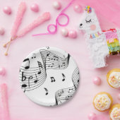 白の音楽ノート ペーパープレート (パーティー)