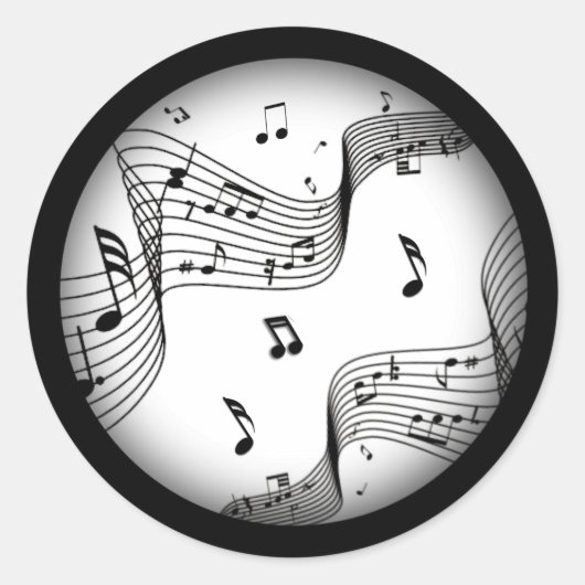 白の音楽ノート ラウンドシール (正面)