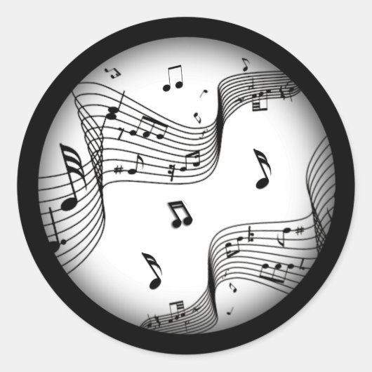 白の音符 ラウンドシール (正面)