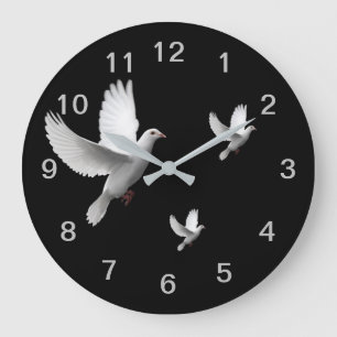 白の鳩 ラージ壁時計