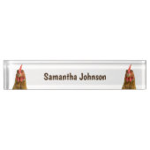 白の鶏のポートレート デスクネームプレート (正面)