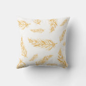 白の黄色い羽毛パターン クッション (裏面)