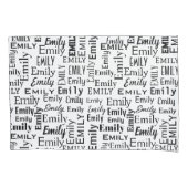 白の黒いエミリー名 枕カバー (正面左)