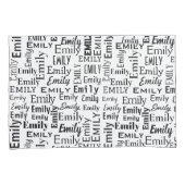 白の黒いエミリー名 枕カバー (正面右)