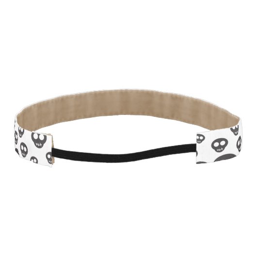 白の黒いスカルを搭載するパターン アスレチックヘッドバンド (裏面)