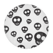 白の黒いスカルを搭載するパターン カッティングボード (正面)