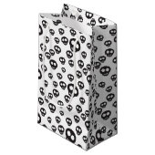 白の黒いスカルを搭載するパターン スモールペーパーバッグ (正面アングル)