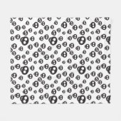 白の黒いスカルを搭載するパターン フリースブランケット (正面(横))