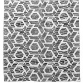 白の黒いドットの幾何学的パターン シャワーカーテン (正面)