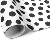 白の黒いドット ラッピングペーパー (ロールコーナー)