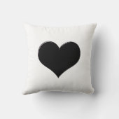 白の黒いハート、枕 クッション (裏面)