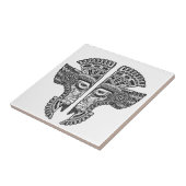 白の黒いマヤの双生児のマスク タイル (側面)