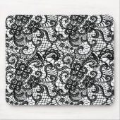 白の黒いレース マウスパッド (正面)