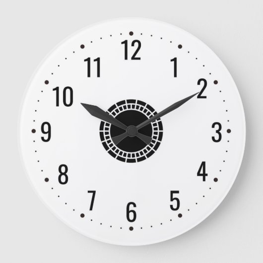 白の黒い数字 ラージ壁時計 (正面)