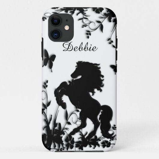 白の黒い種馬/馬の養育 Case-Mate iPhoneケース (裏面)