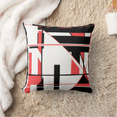 白の黒い赤のミックス幾何学的抽象芸術アート クッション (ブランケット)