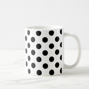 白の黒の水玉模様 コーヒーマグカップ