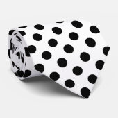 白の黒の水玉模様 ネクタイ (ロール)