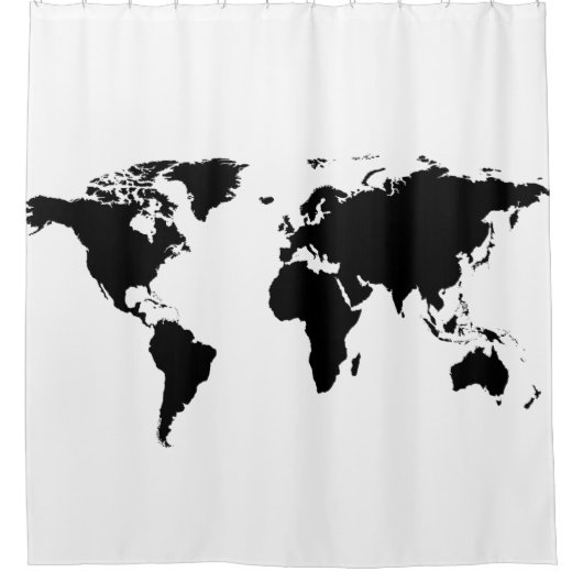 白の黒人世界地図 シャワーカーテン (正面)