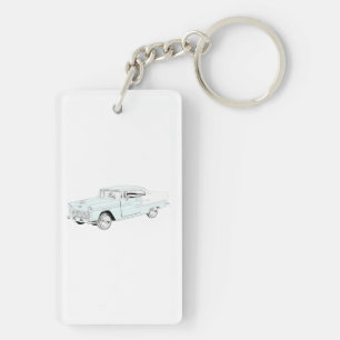 白の1955年のChevy青およびBel Airの引くアクリル キーホルダー