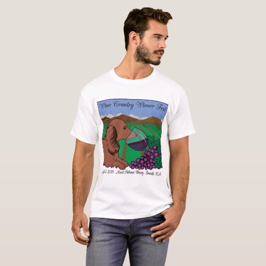 白の2018ワインの里のウインナーのFestのTシャツ Tシャツ (正面フル)