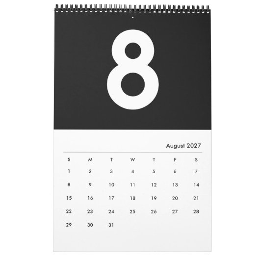 白の2019年の~のレスリーのコショウの月 カレンダー (8月 2027)
