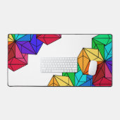 白の3D明るいレインボーキューブ三角形 デスクマット (キーボード&マウス)