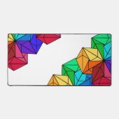 白の3D明るいレインボーキューブ三角形 デスクマット (正面)