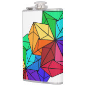 白の3D明るいレインボーキューブ三角形 フラスク (左)