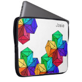 白の3D Bright Rainbow Random Cubes追加の名前 ラップトップスリーブ (正面右)