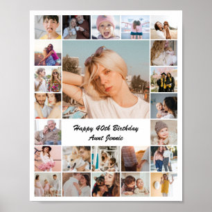 白の8x10 16x20 24x30サイズの24枚写真コラージュ ポスター