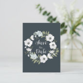 白のAnemoneフローラリース日付はがきを保存 案内ポストカード (スタンド正面)