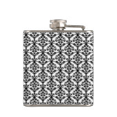 白のCrestaのダマスク織の繰り返しパターン黒 フラスク (裏面)